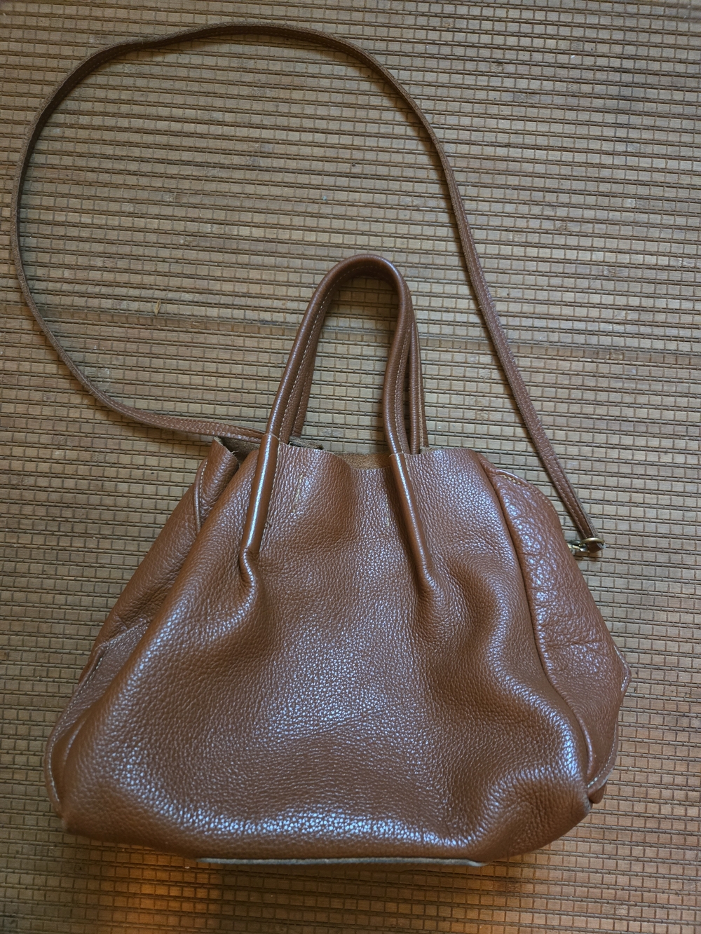 Oliveve Zoe Tote Bag Miel Brown Buffalo Cowhide Leather Shoulder Bag EUC